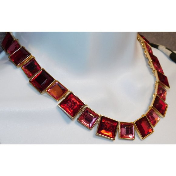 Charming Charlie Pink And Red Tile Necklace - Picture 3 of 7